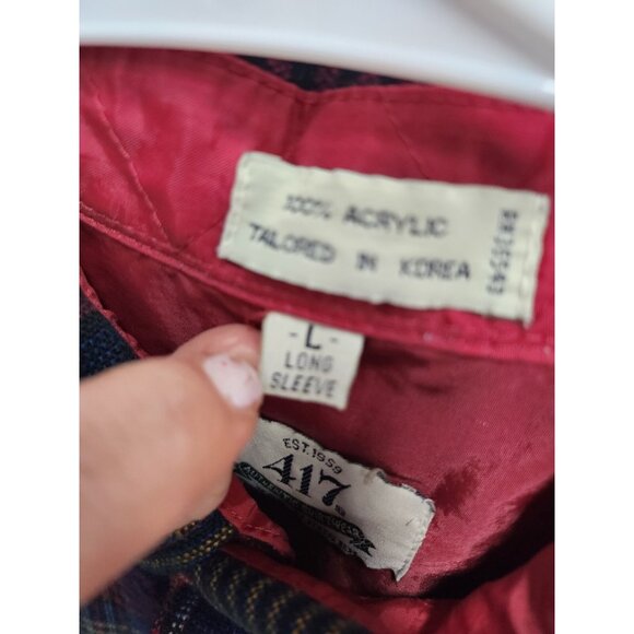 Vintage Van Heusen Mens Flannel Shirt Large Red Plaid Button Front Long Sleeve - Picture 8 of 8